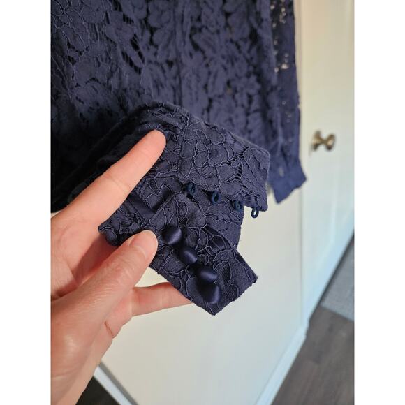 Generation Love Navy Jada Lace Blouse Button Down Top Size Small - Picture 8 of 14